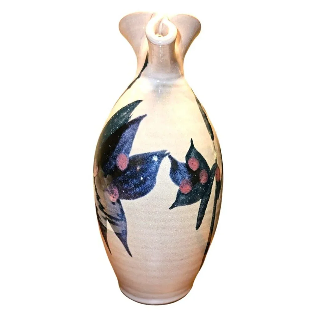 Vase‎ Ceramic Handcrafted Signed RTMD Abstract Floral 8